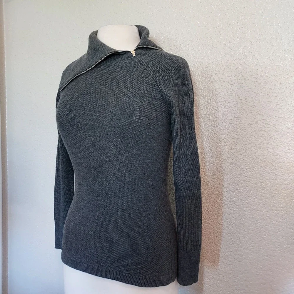 WHBM Slate Gray Ribbed Sweater Size XXSP